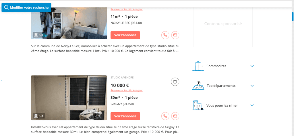 Annonces immobilières pas chères.